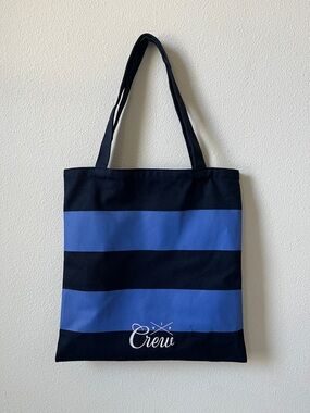 J. Crew Navy and Blue Striped Canvas Tote